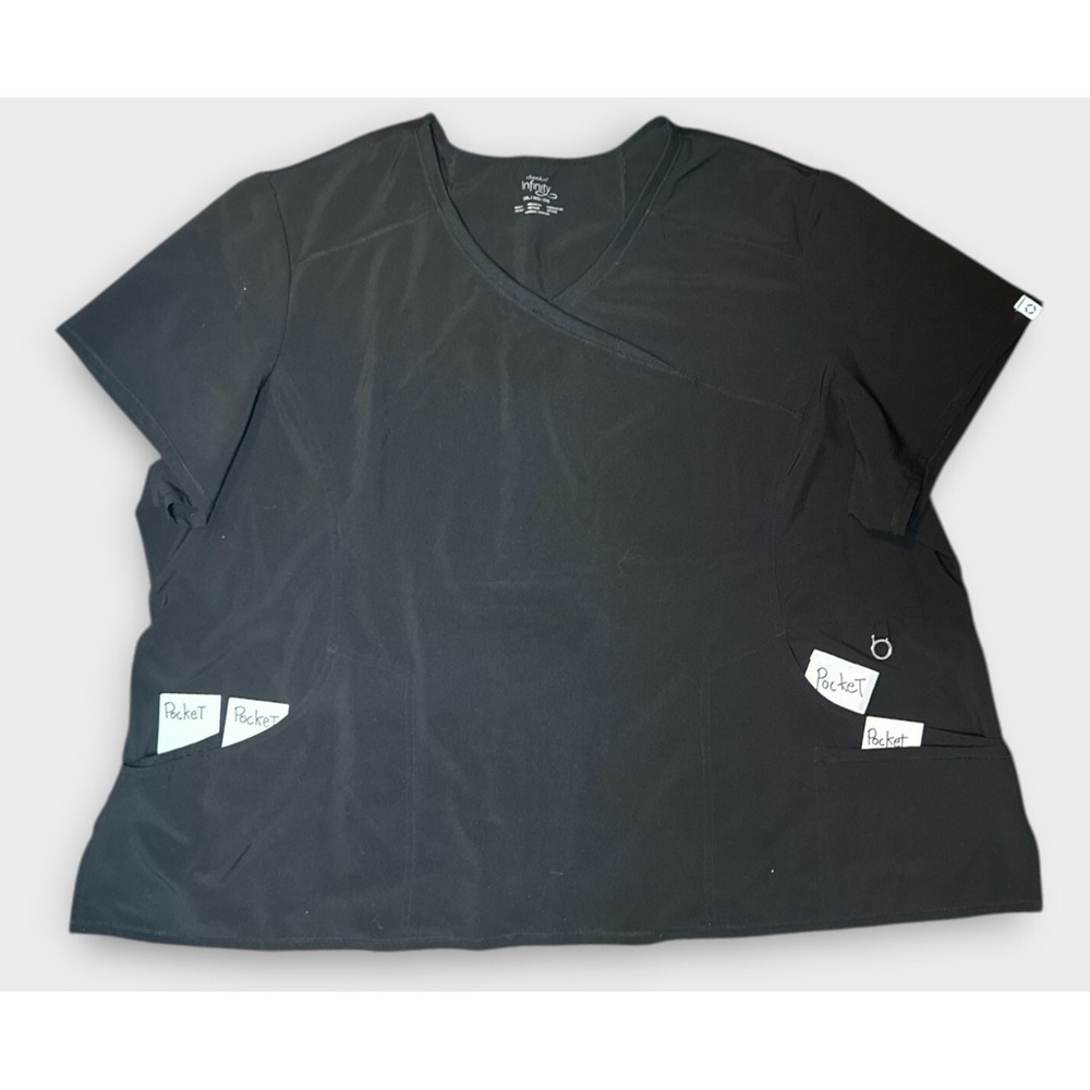 Infinity by Cherokee 5XL Scrub Top Black Style # 2725A Ribbed Medical Caregiver
